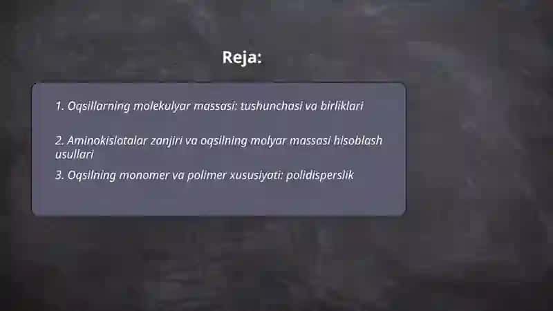 Oqsillarning molekulyar massasi 2