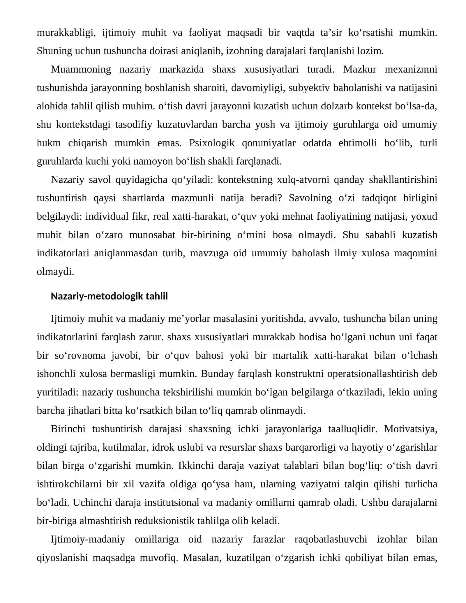 SHAXS BARQARORLIGI VA HAYOTIY O‘ZGARISHLARNING IJTIMOIY-MADANIY OMILLARI 2