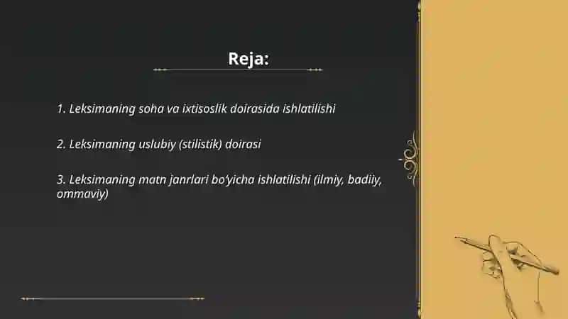 Leksimaning ishlatilish doirasi 2