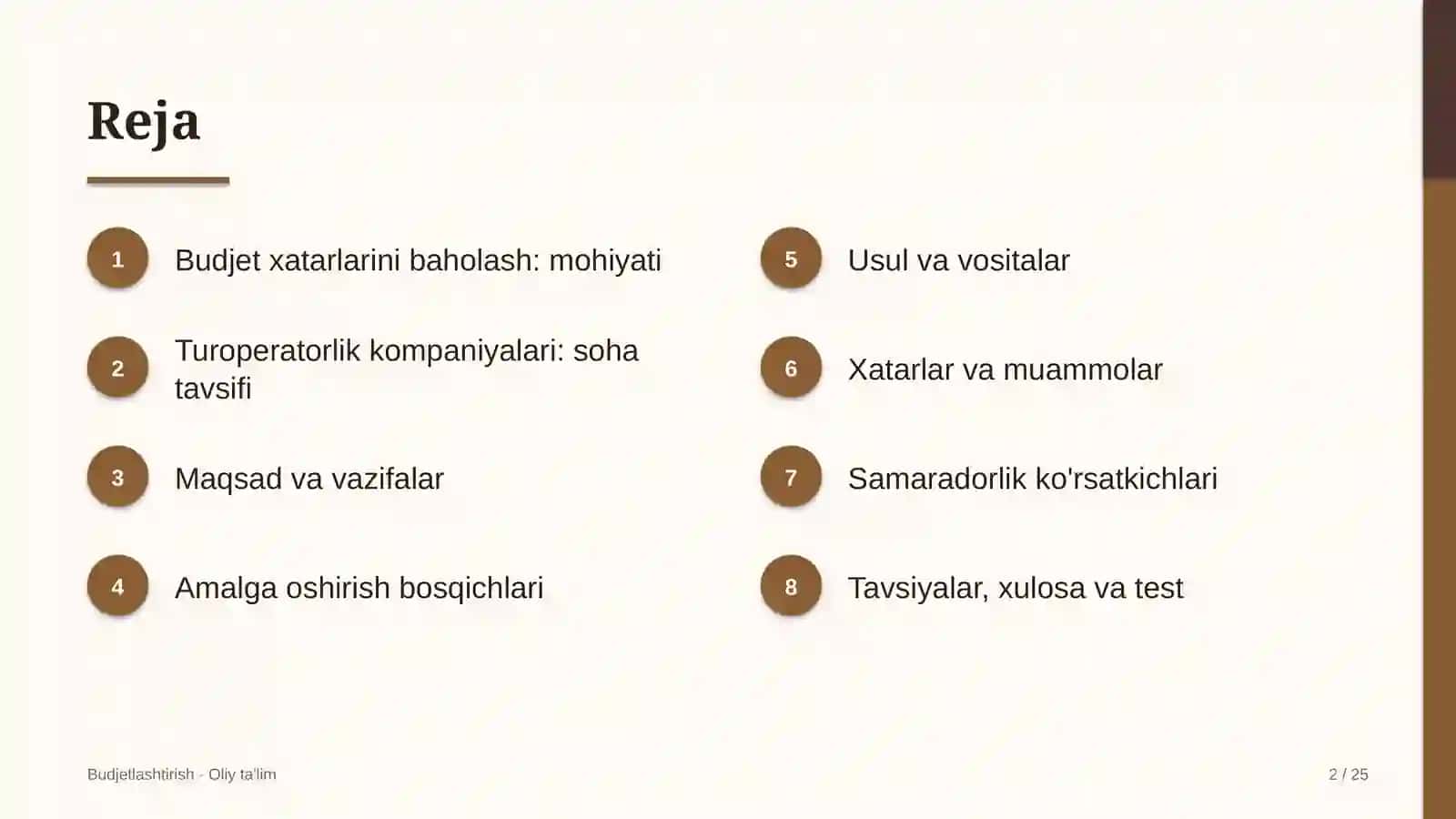 turoperatorlik kompaniyalarida budjet xatarlarini baholash 2633 2