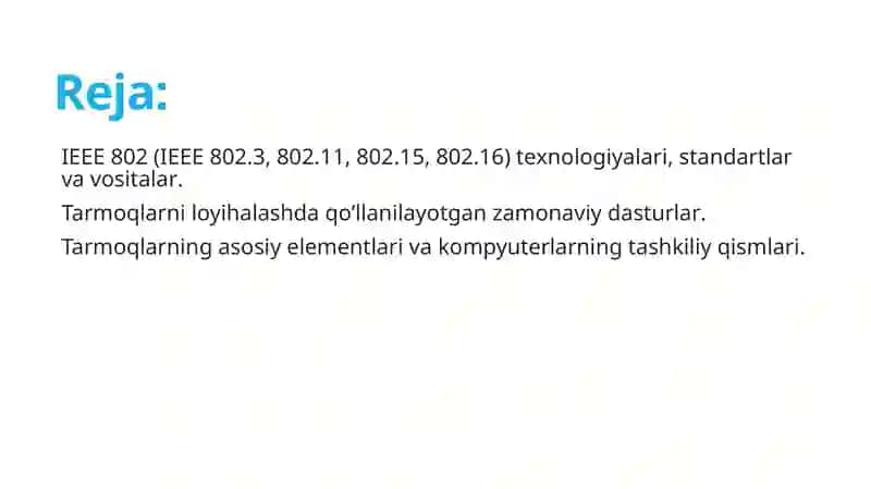 Kompyuter tarmoqlarining standart texnologiyalari 2