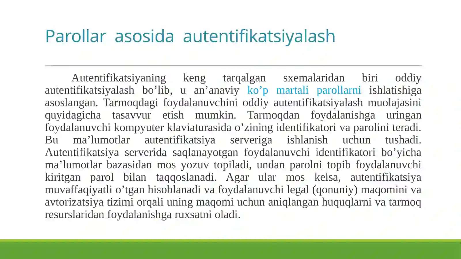 Parollar asosida autentifikatsiyalash. Sertifikatlar asosida autentifikatsiyalash. 2