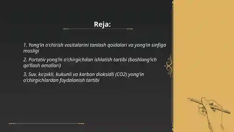 Birlamchi yongʻin oʻchirish vositalaridan foydalanish tartibi 2