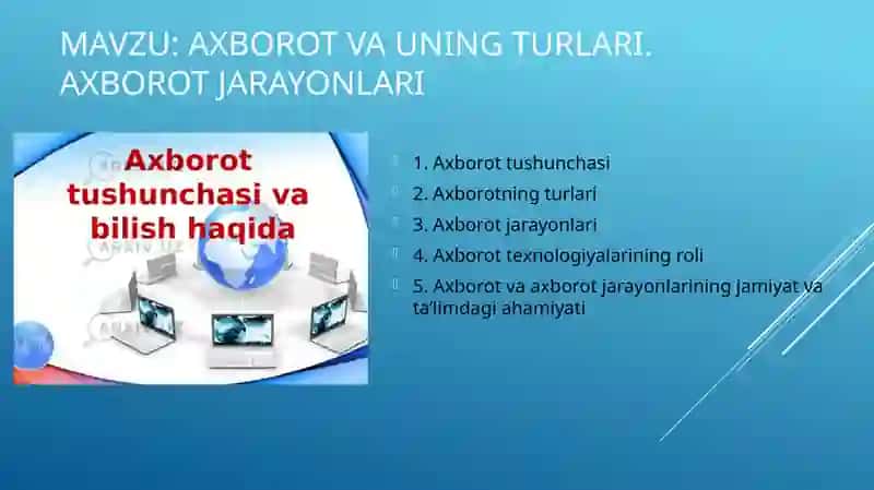 Taqdimoq Ahborot mavzusi bo`yicha 2