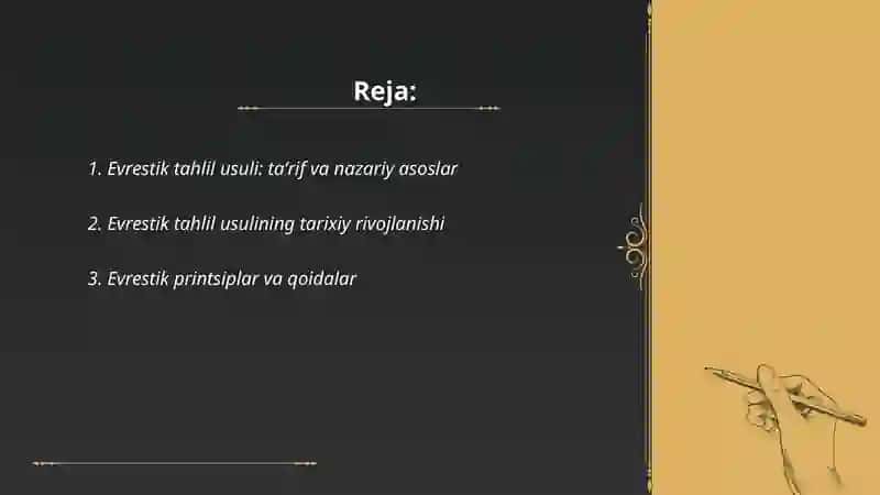 Evrestik tahlil usuli 2