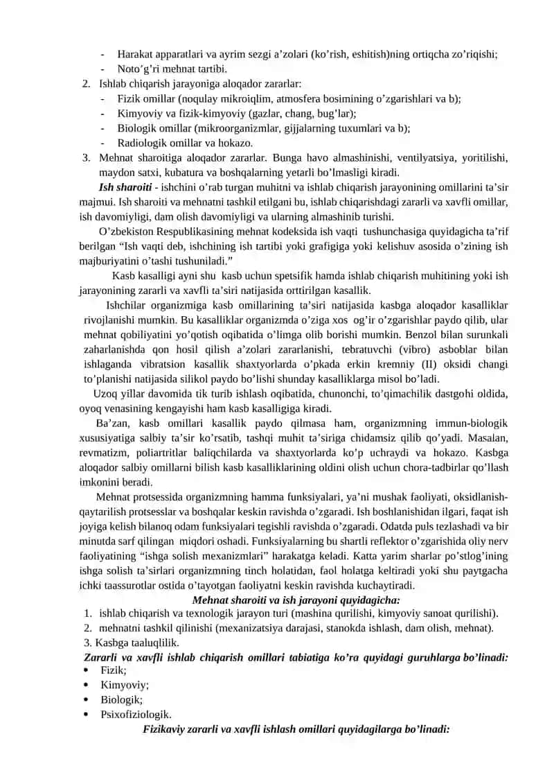 Mehnat gigienasining umumiy asoslari va mehnatni muhofaza qilish 2