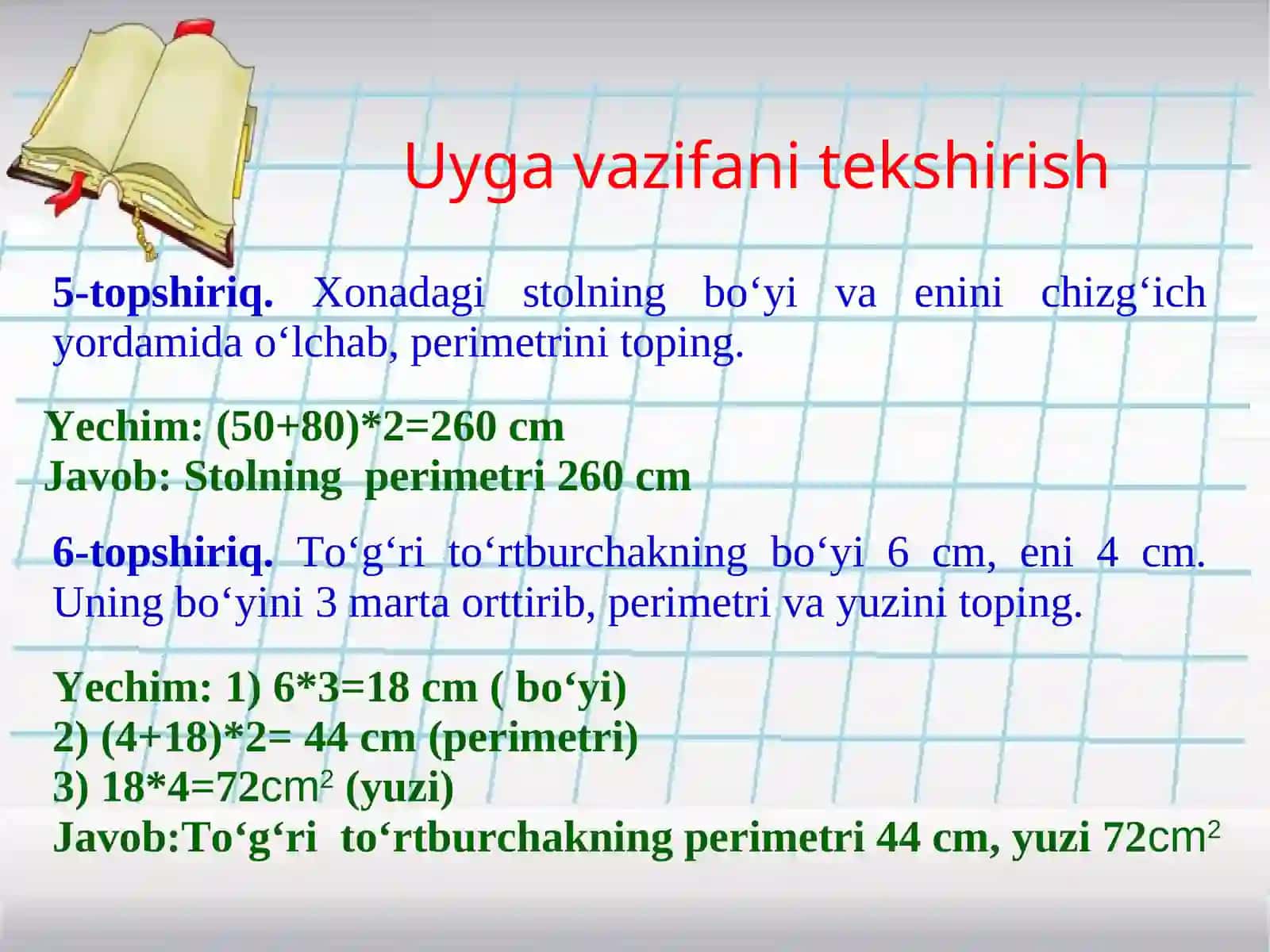 Yuzalarni taqqoslash 2