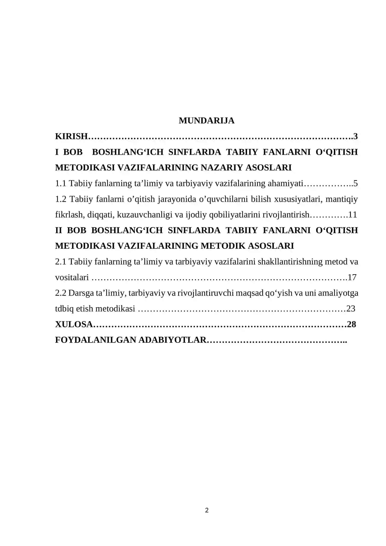 Boshlang'ich sinflarda tabiiy fanlarni o'qitish metodikasi vazifalarining nazariy asoslari 2
