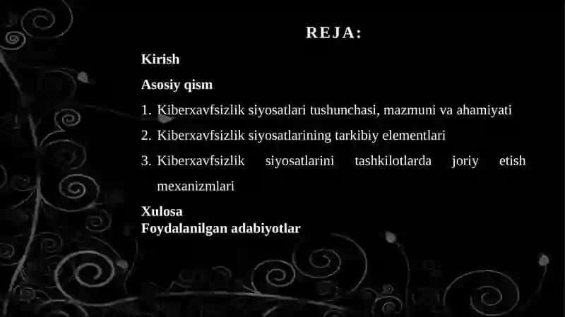 Kiberxavfsizlik siyosatlari tarkibiy elementlari va joriy etish mexanizmlari 2