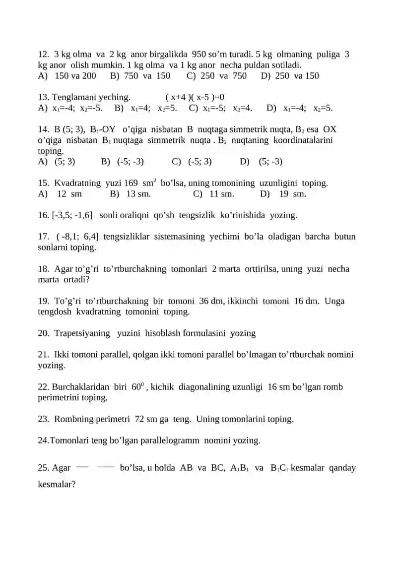 8-sinf matematika № 5 2