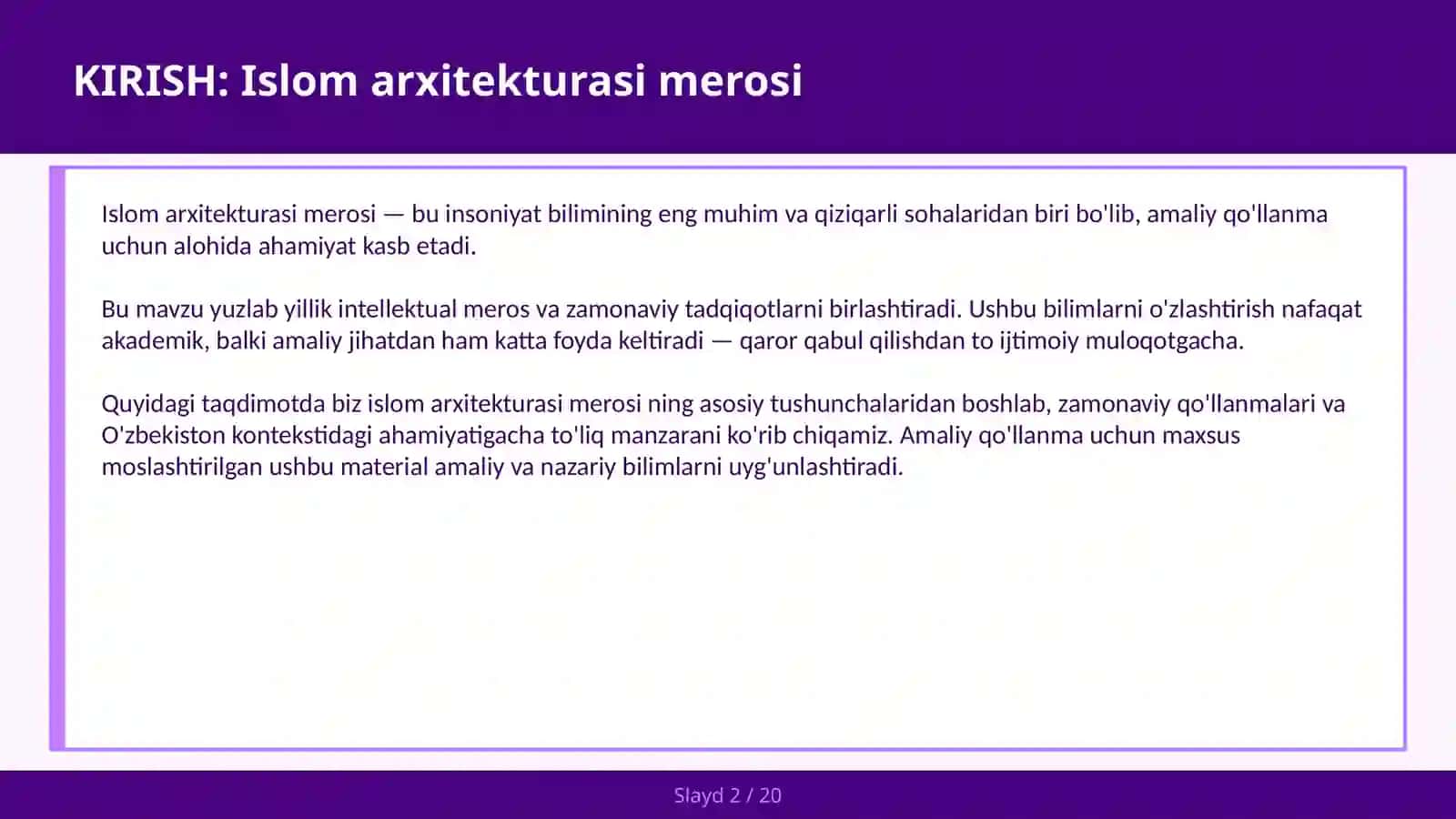 ISLOM ARXITEKTURASI MEROSI 2
