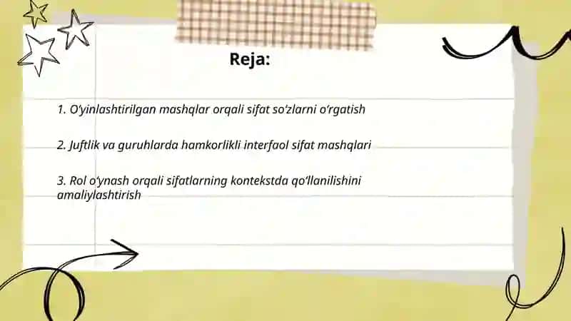 Sifat so'z turkumini o'rganishda interfaol usullarni qo'llash 2