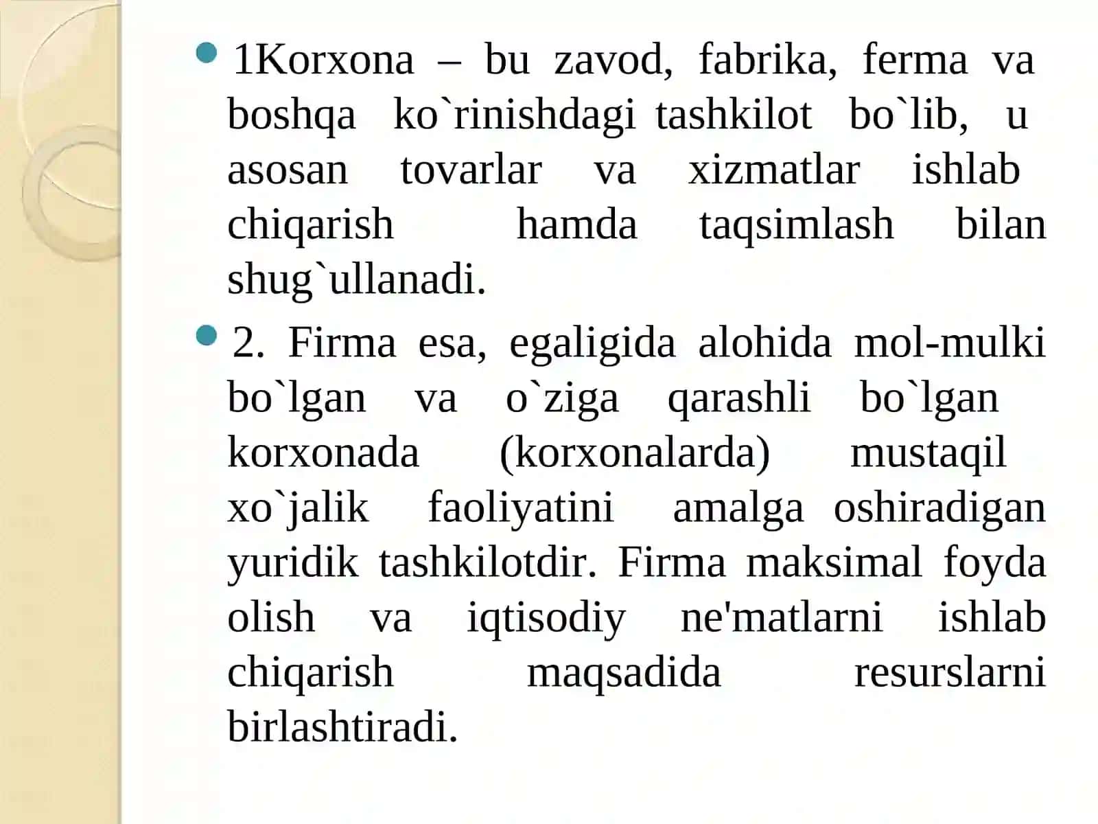 Firma va uning taskiliy-iqtisodiy asoslari 2