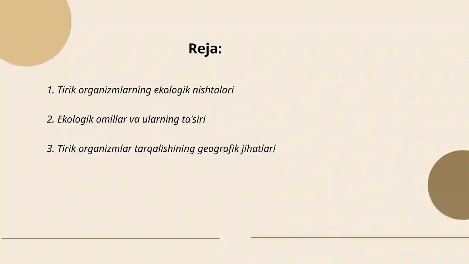 Tirik organizmlarning ekologik nishtalari 2