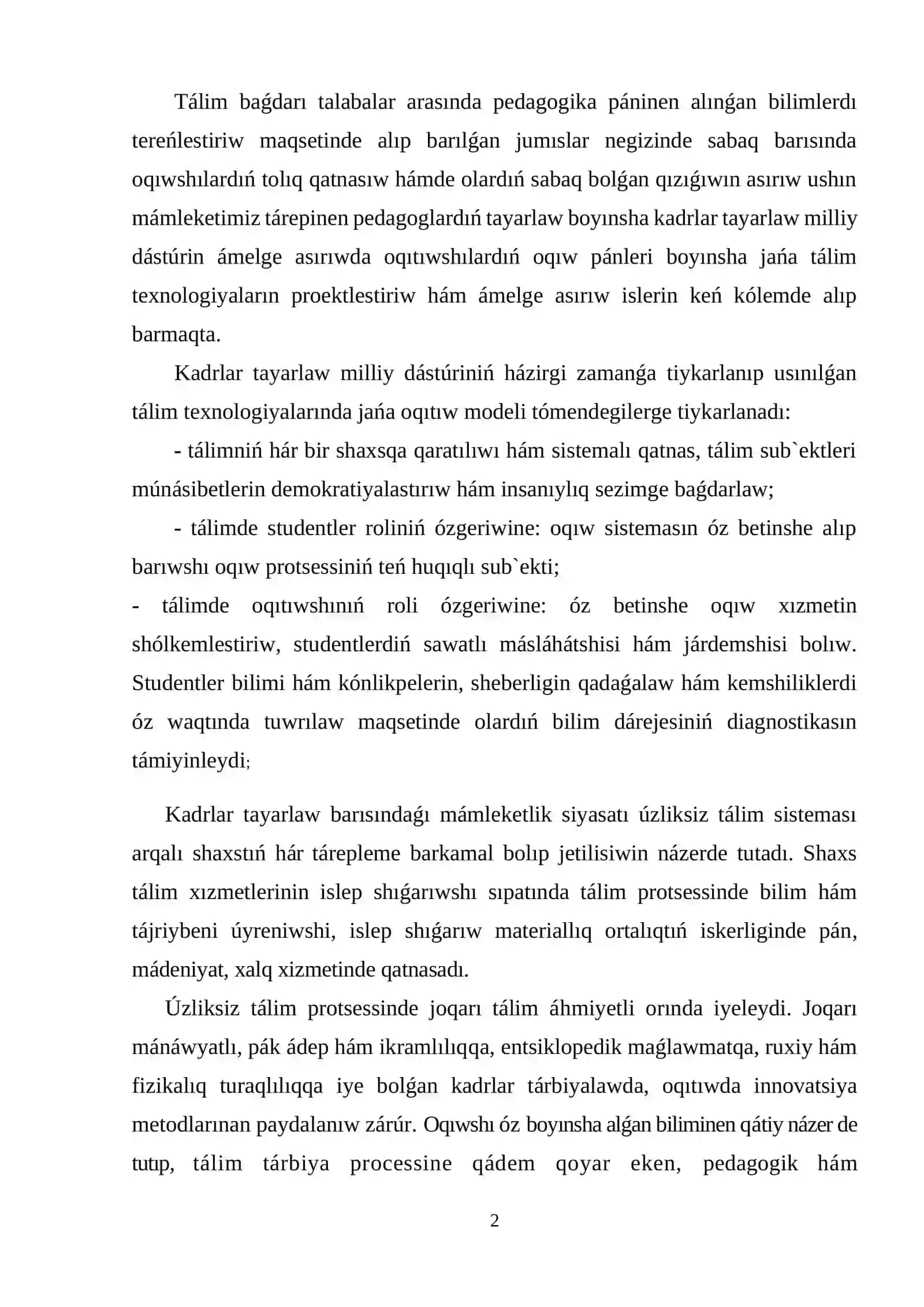 Muǵallimniń sabaqqa tayarlanıwı 2