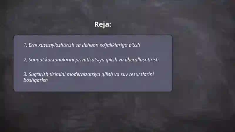 Mustaqillik yillarida qishloq xoʻjaligi va sanoat sohasidagi oʻzgarishlar 2