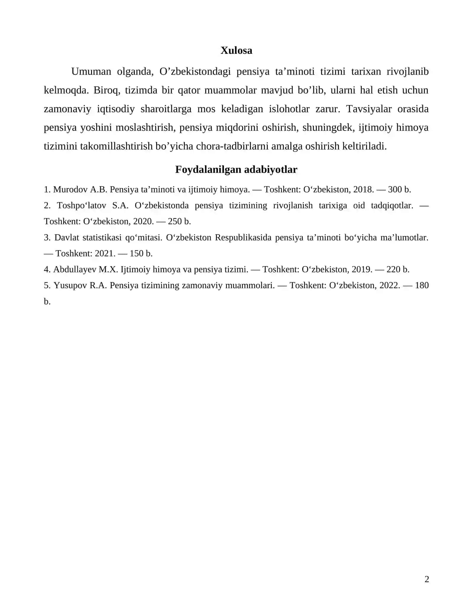 Pensiya ta’minotining shakllanish va rivojlanish tarixi 2