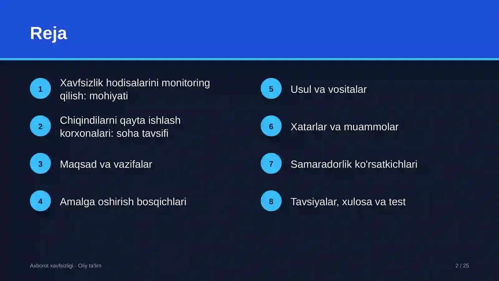 Axborot xavfsizligi · Oliy ta'lim 2