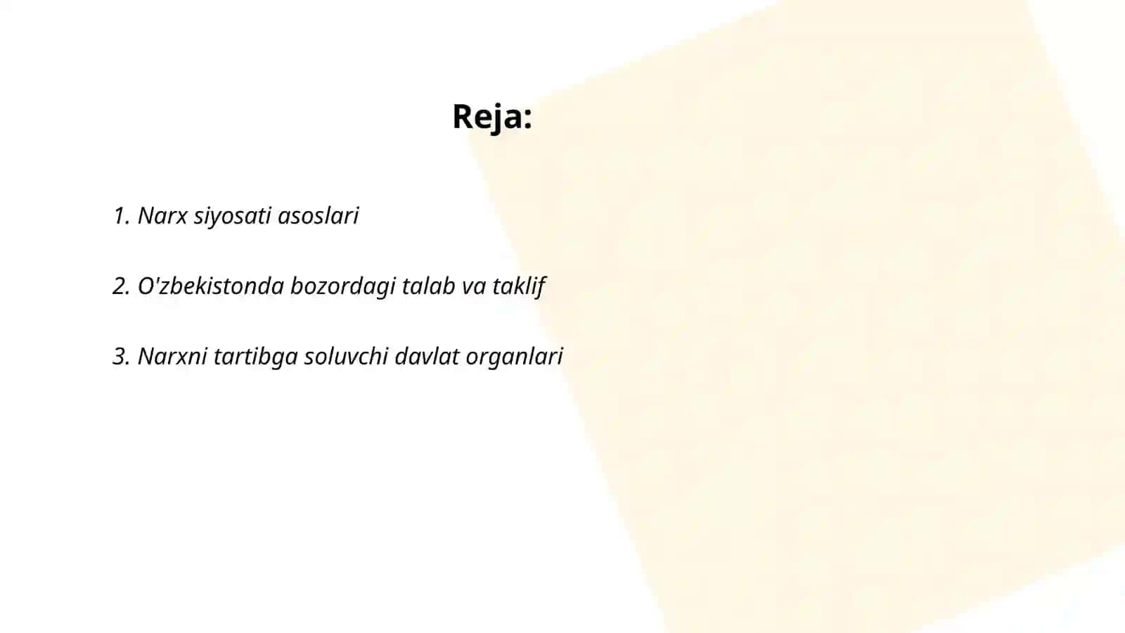 O'zbekistonda narx va narxini belgilash siyosati 2
