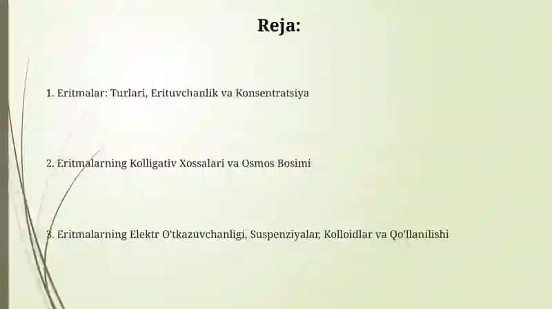 Eritmalar va ularning hossalari 2