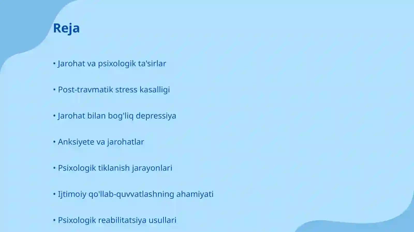 Jarohatlardan keyingi psixalagik kasaliklar 2