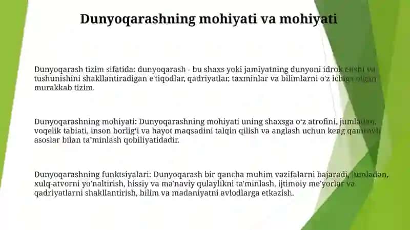 Dunyoqarashning Mohiyati, Tuzilishi Va Asosiy Funksiyalari 2