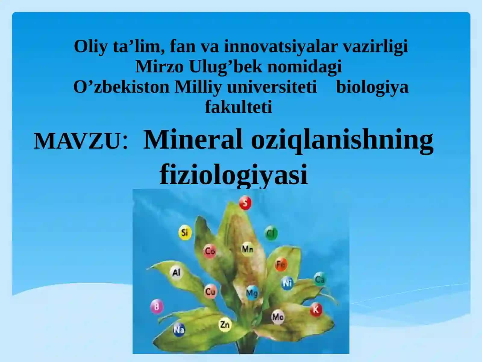 Mineral oziqlanishning fiziologiyasi 2
