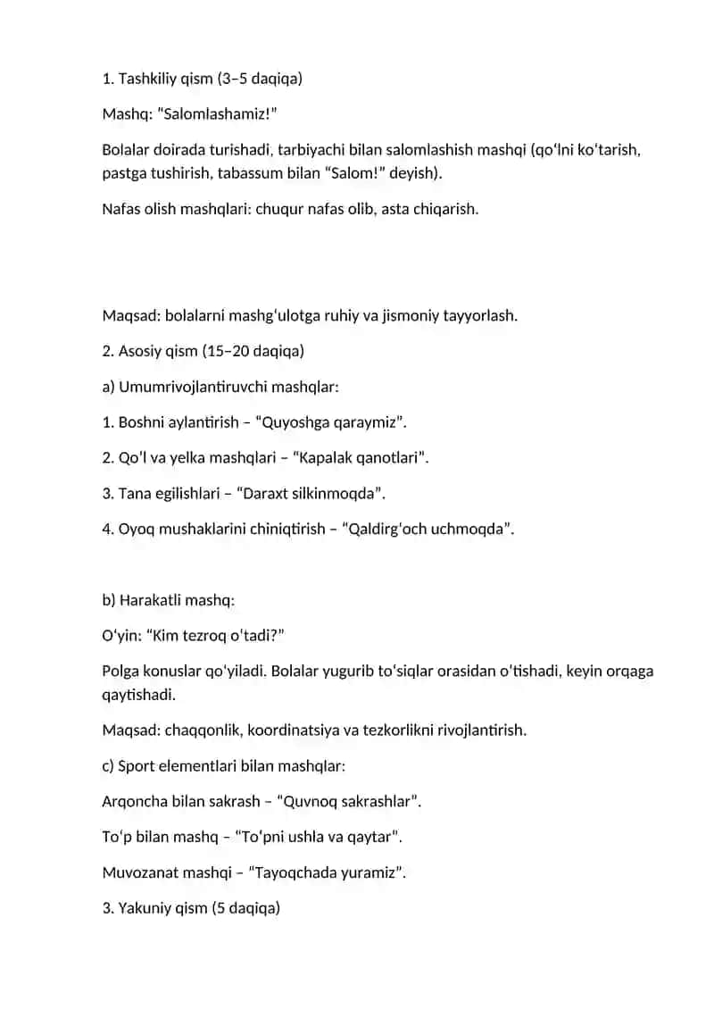 Bola rivojlanishi va jismoniy tarbiyasining metodik asoslari 2
