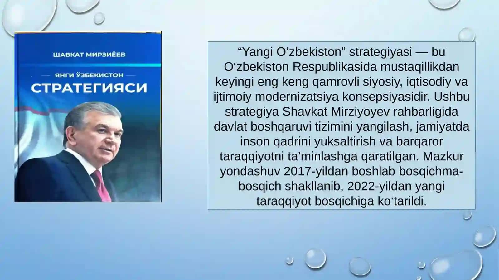 Shavkat Mirziyoyev “Yangi O’zbekiston” strategiyasi va milliy yuksalish 2