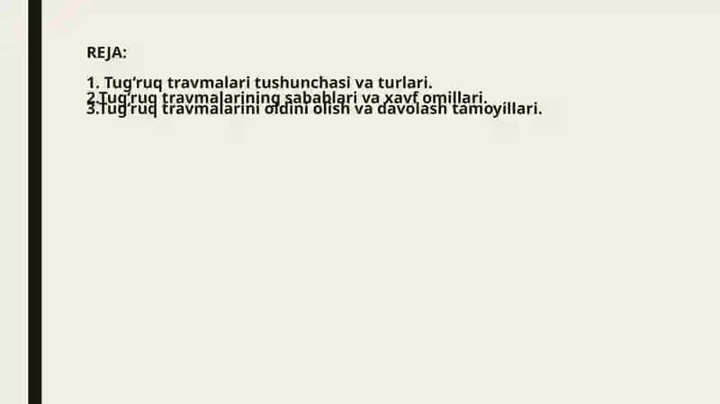 Tug‘ruq travmalari 2