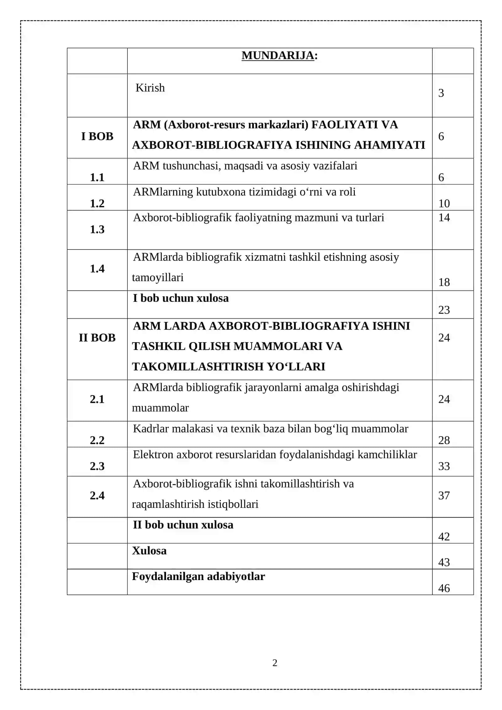 ARM larda axborot bibliografiya ishini tashkil qilish muammolari 2
