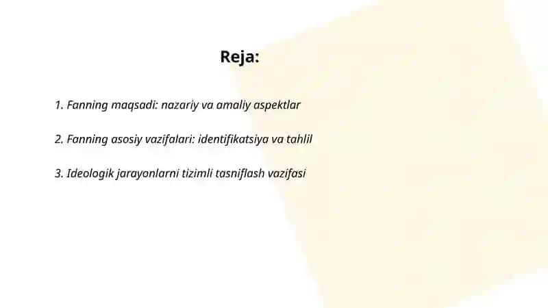 Mafkuraviy jarayonlarning tizmli tahlili fanining maqsad va vazifalari 2