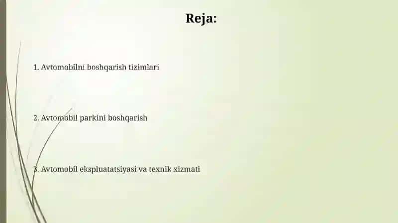 Avtomobilni boshqarish tizimlari 2