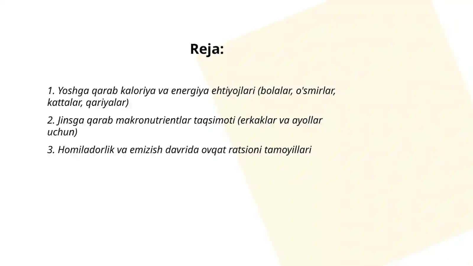 Ovqat ratsioni 2