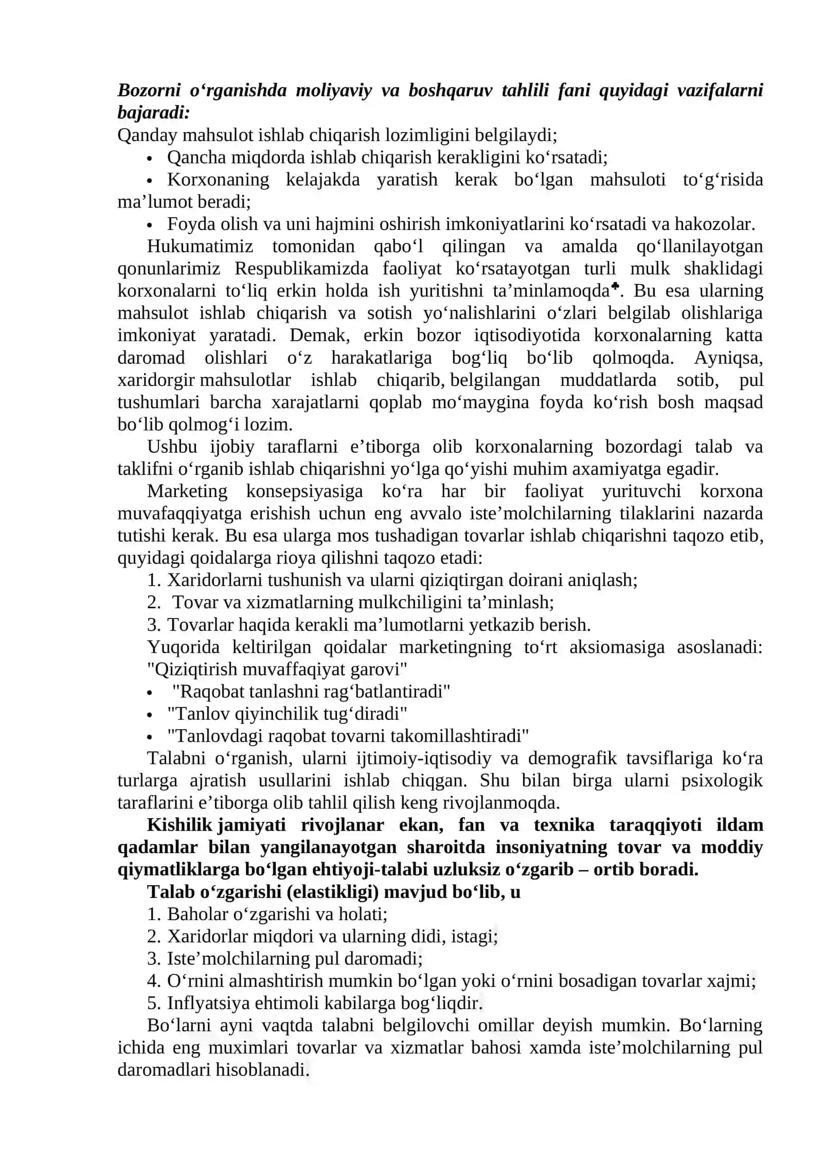 XO‘JALIK YURITVCHI SUBYEKTLARNING MARKETING FAOLIYATIDA TAHLIL 2