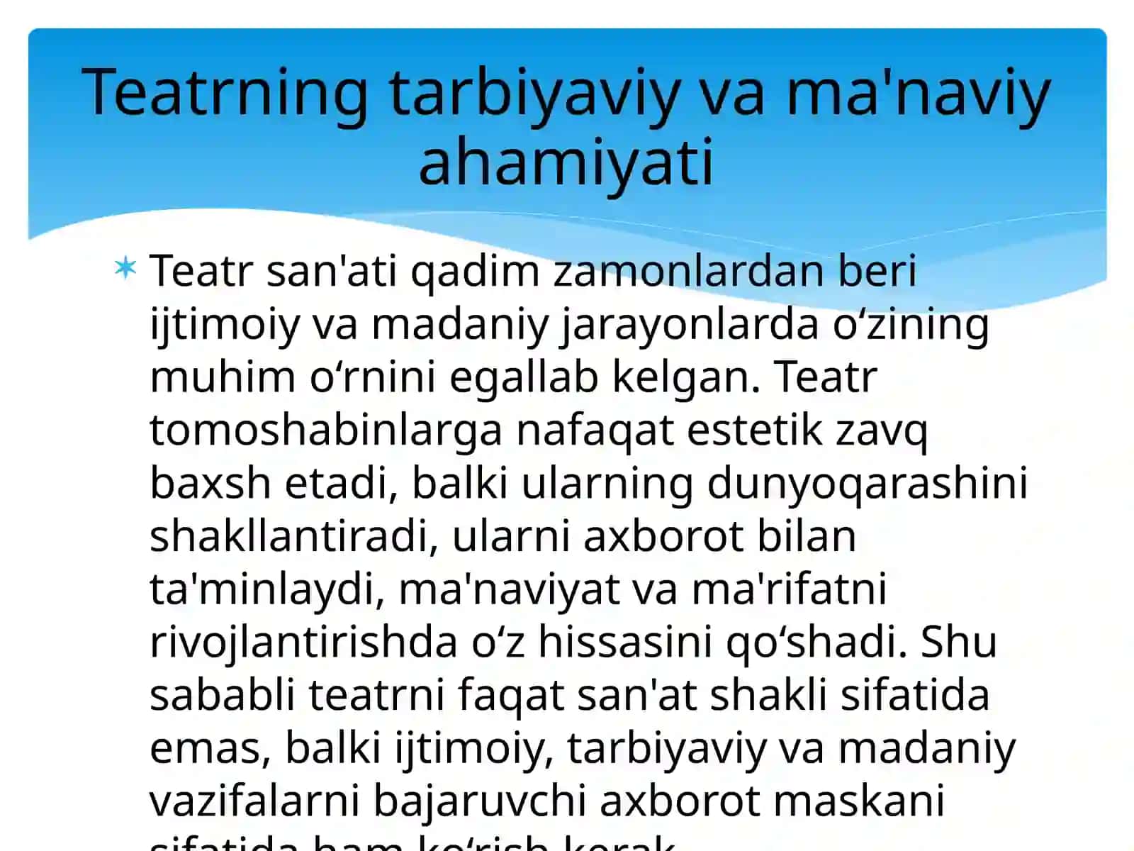 Teatr tarbiya, madaniyat, ma’naviyat va ma’rifat axborot maskani sifatida 2