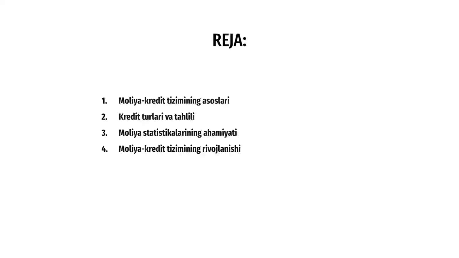 Moliya-kredit tizimi statistikasi 2