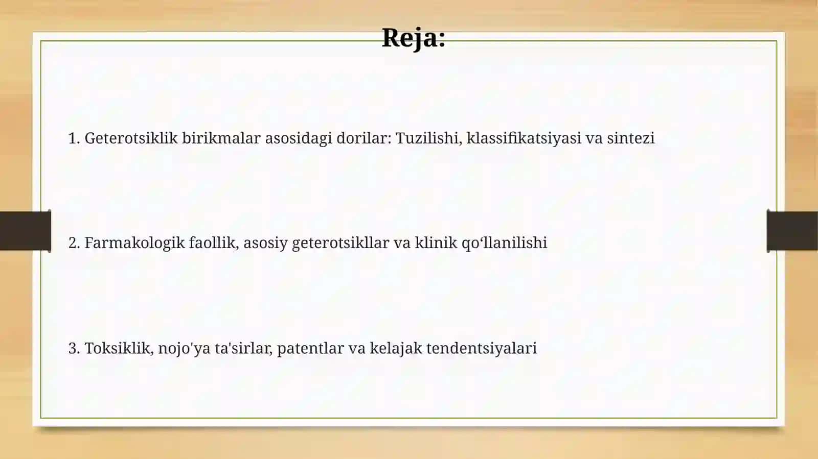 Geteroxalqali birikmalar asosida tayyorlanadigan zamonaviy dori vositalari 2