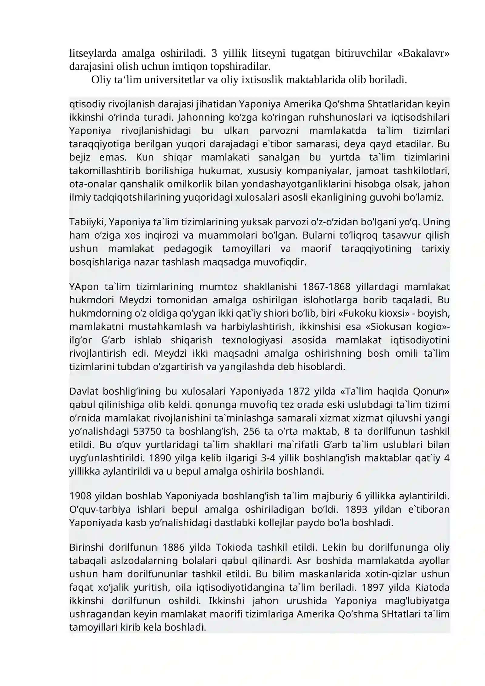 Rivojlangan Davlatlarda Ta'lim Tizimi 2