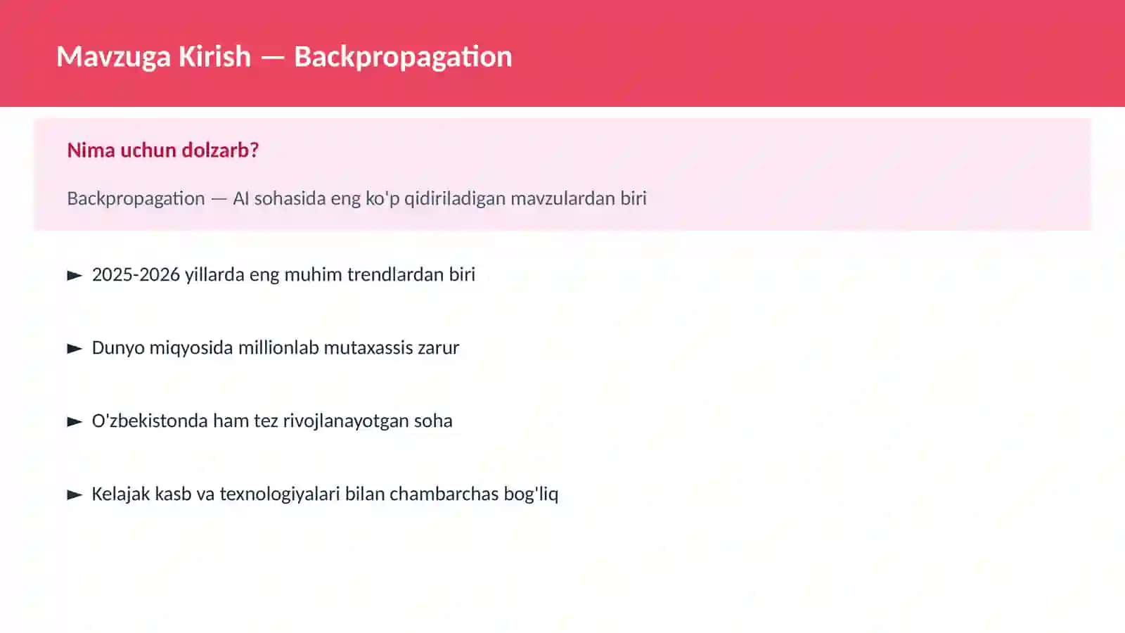 AI | DEEP LEARNING VA NEYRON TARMOQLAR 2