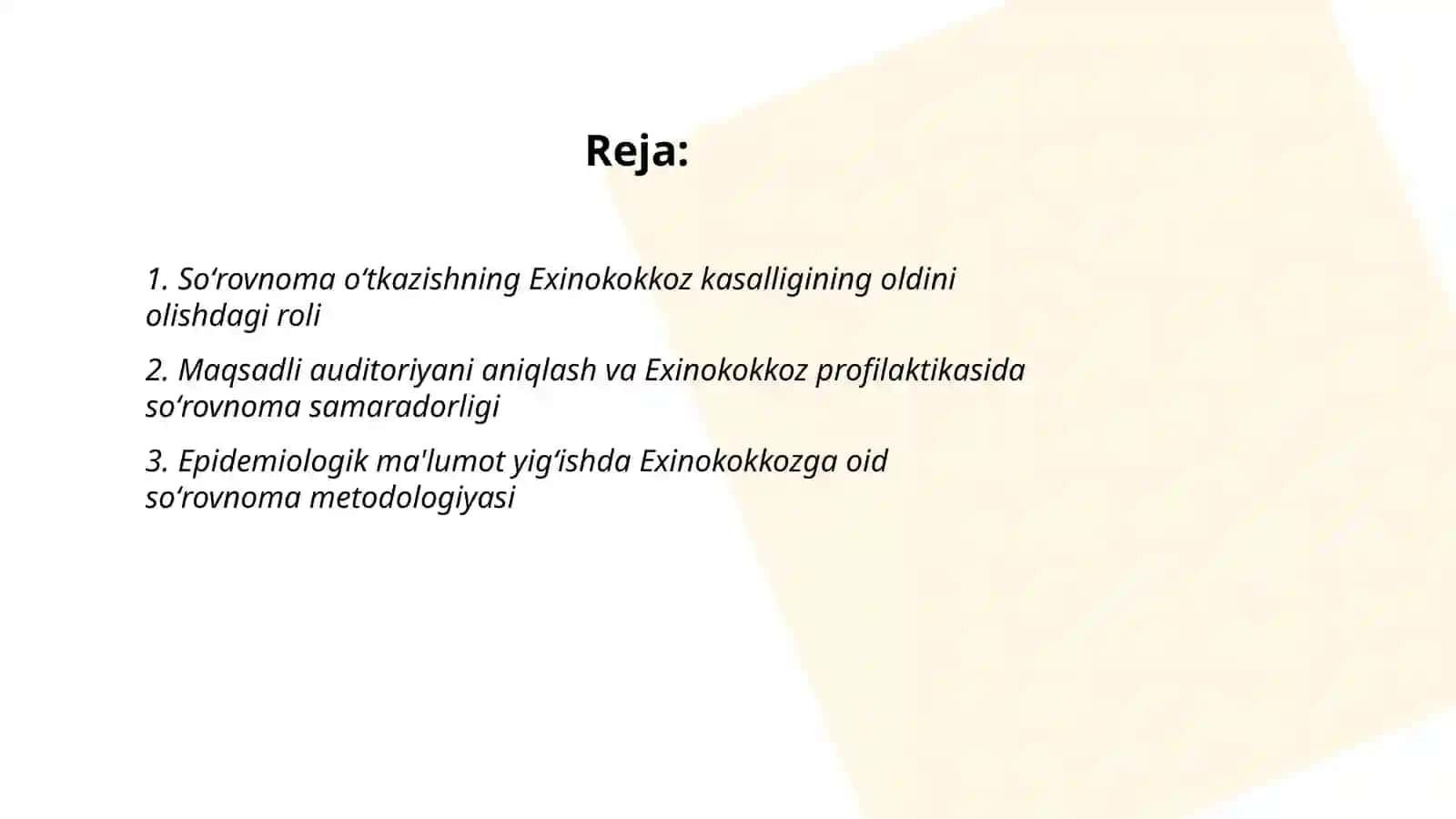 Exinokokkoz kasalligining oldini olishda soʻrovnoma oʻtkazishning ahamiyati 2