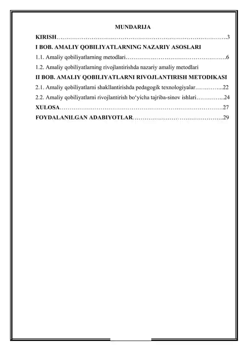 Amaliy qobiliyatlarning rivojlanishi 2