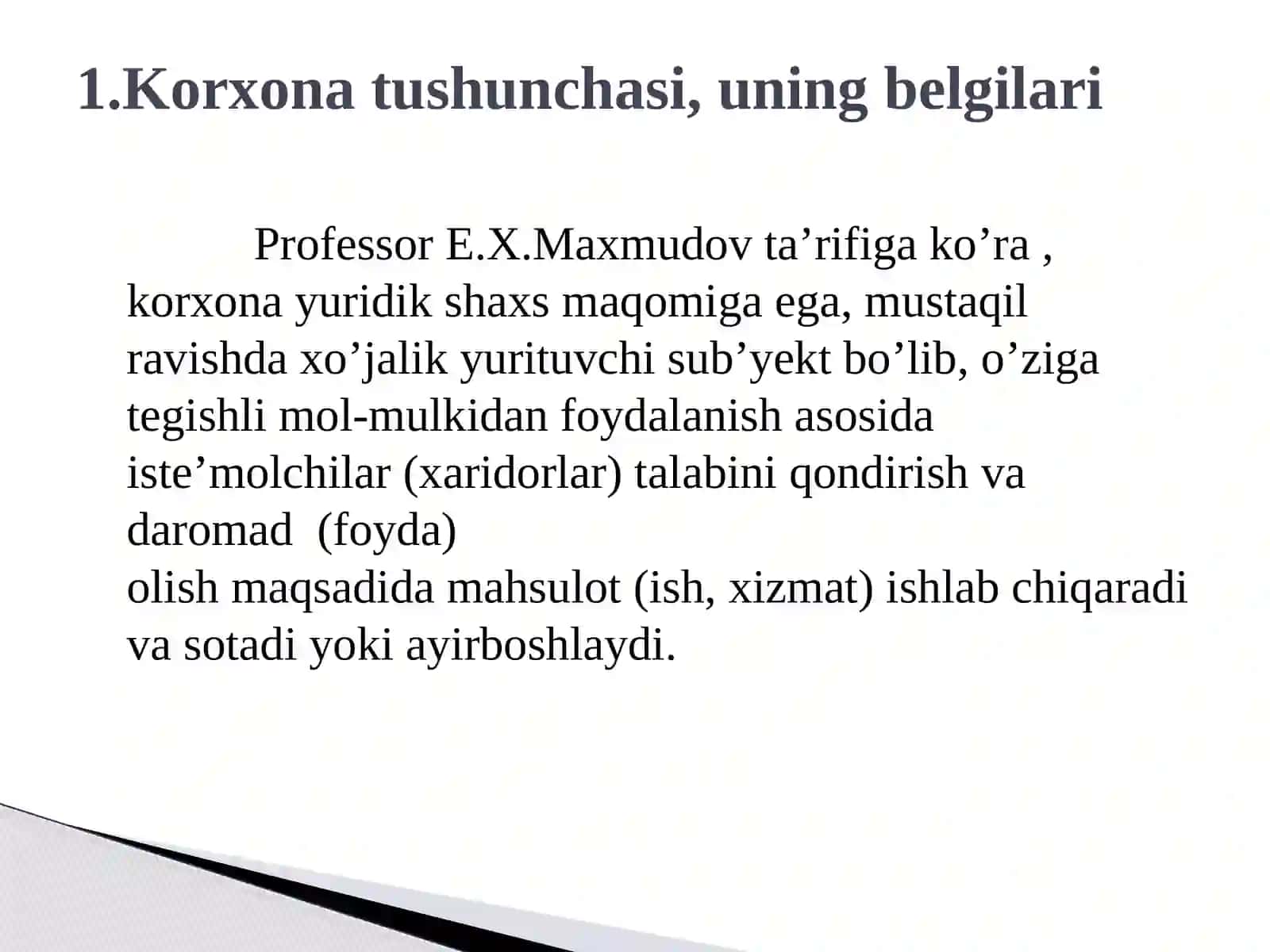 Korxona faoliyati 2