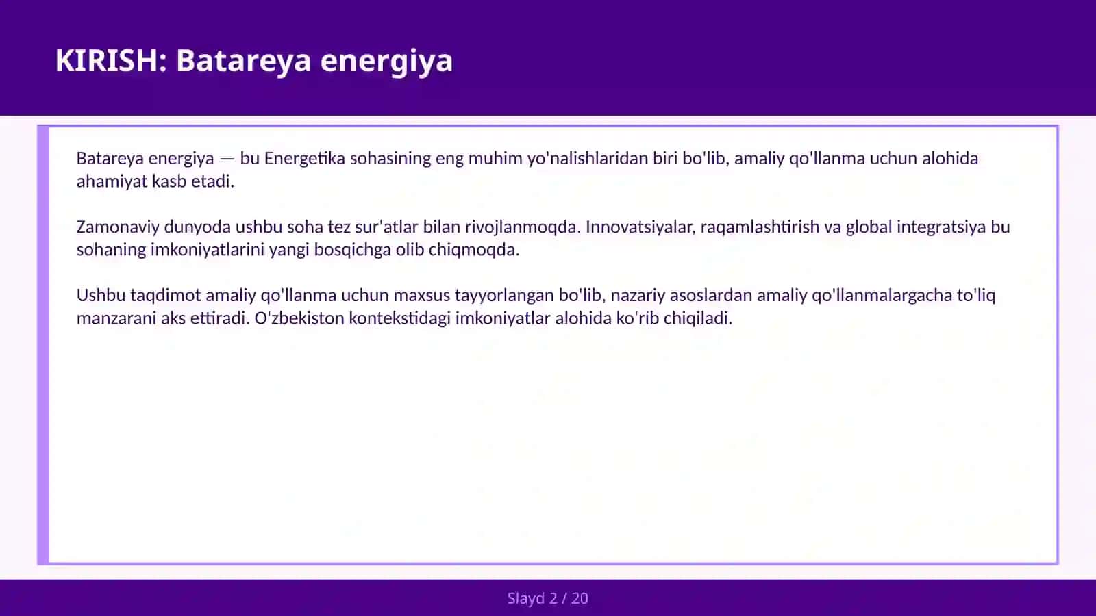 Batareya energiya 2