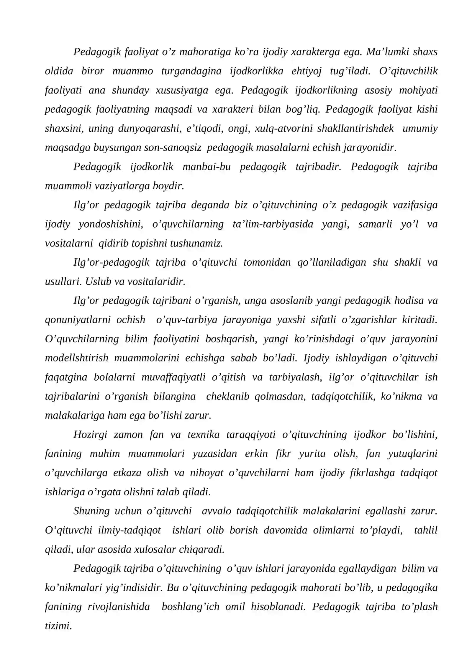 O'qituvchining ilg'or pedagogik tajribalalrini to'plashi va amaliyotda qo'llashi 2