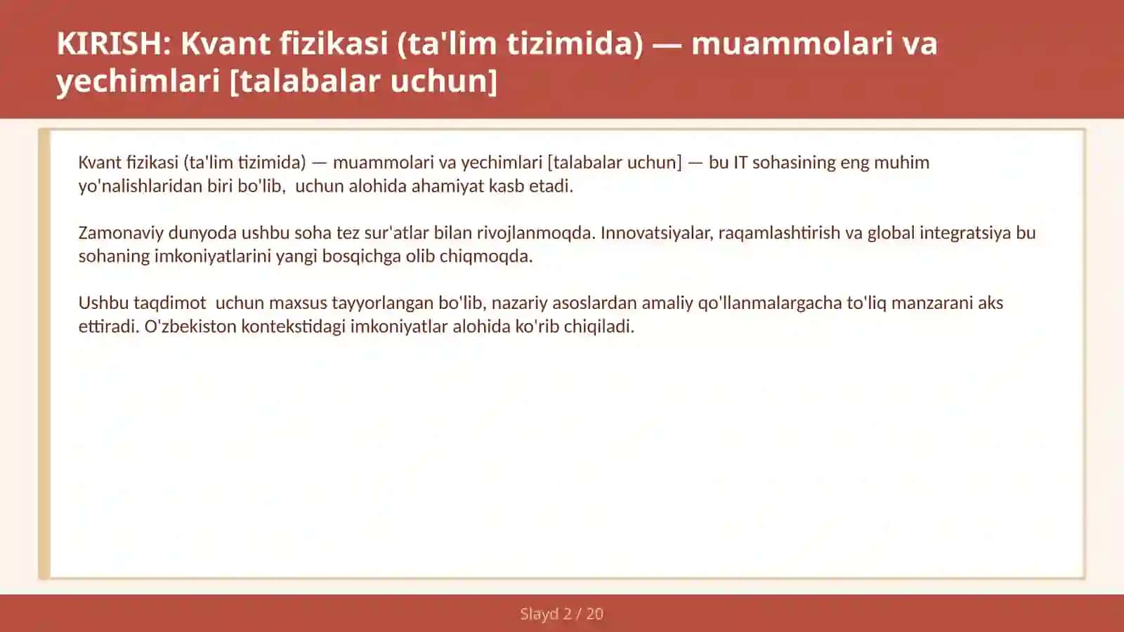 Kvant fizikasi (ta'lim tizimida) — muammolari va yechimlari [talabalar uchun] 2