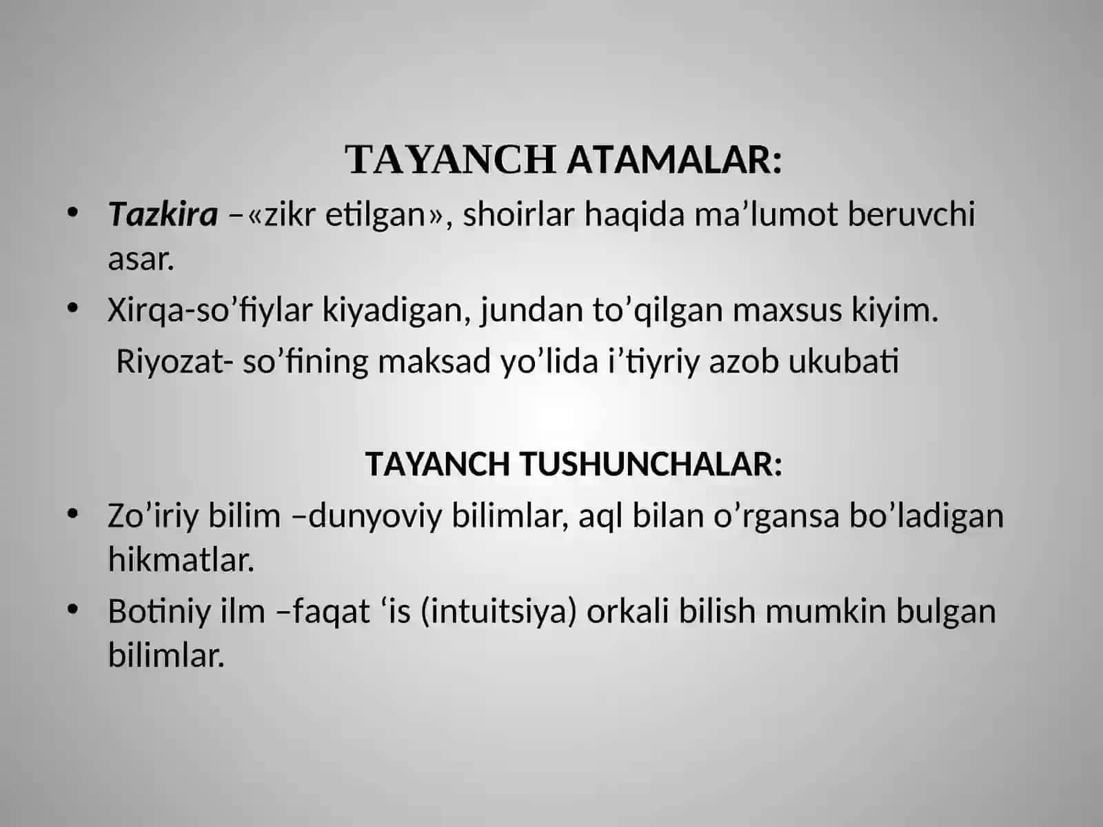 Mavzular: “Majolis-unnafois”, “Nasoyim-ulmuhabbat” 2