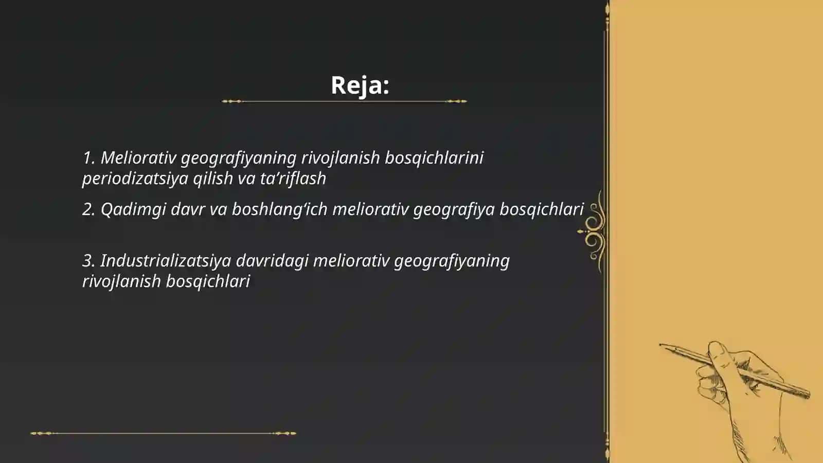 Meliorativ geografiyaning rivojlanish bosqichlarini o'rganish 2