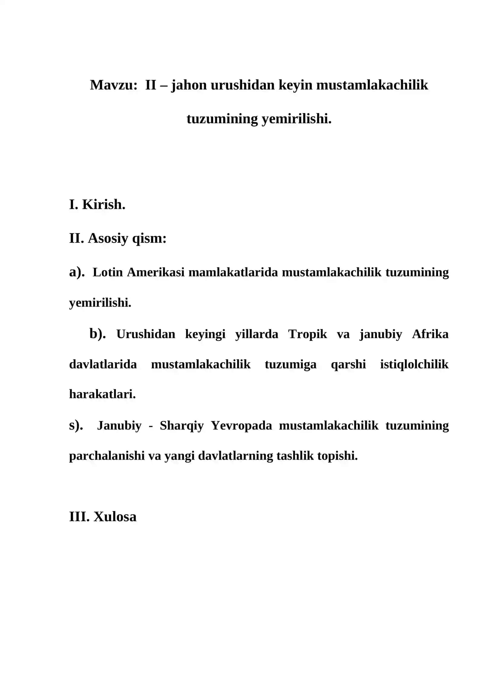 II – jahon urushidan keyin mustamlakachilik tuzumining yemirilishi 2