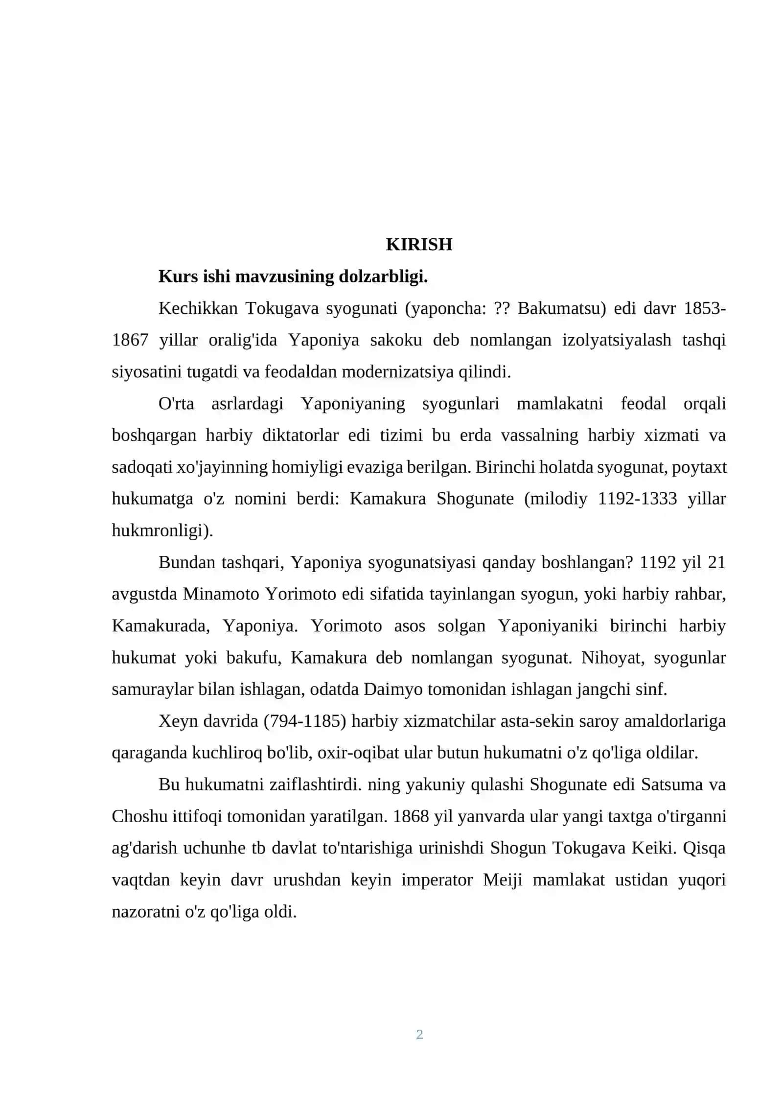 Syogunut davrida Yaponiyaning ijtimoiy-iqtisodiy va siyosiy rivojlanishi 2